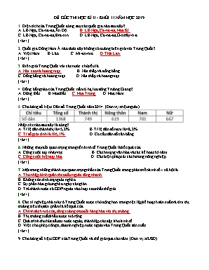 Đề thi học kì II môn Địa lý Lớp 11 năm 2019 - Đề gốc (Kèm đáp án)